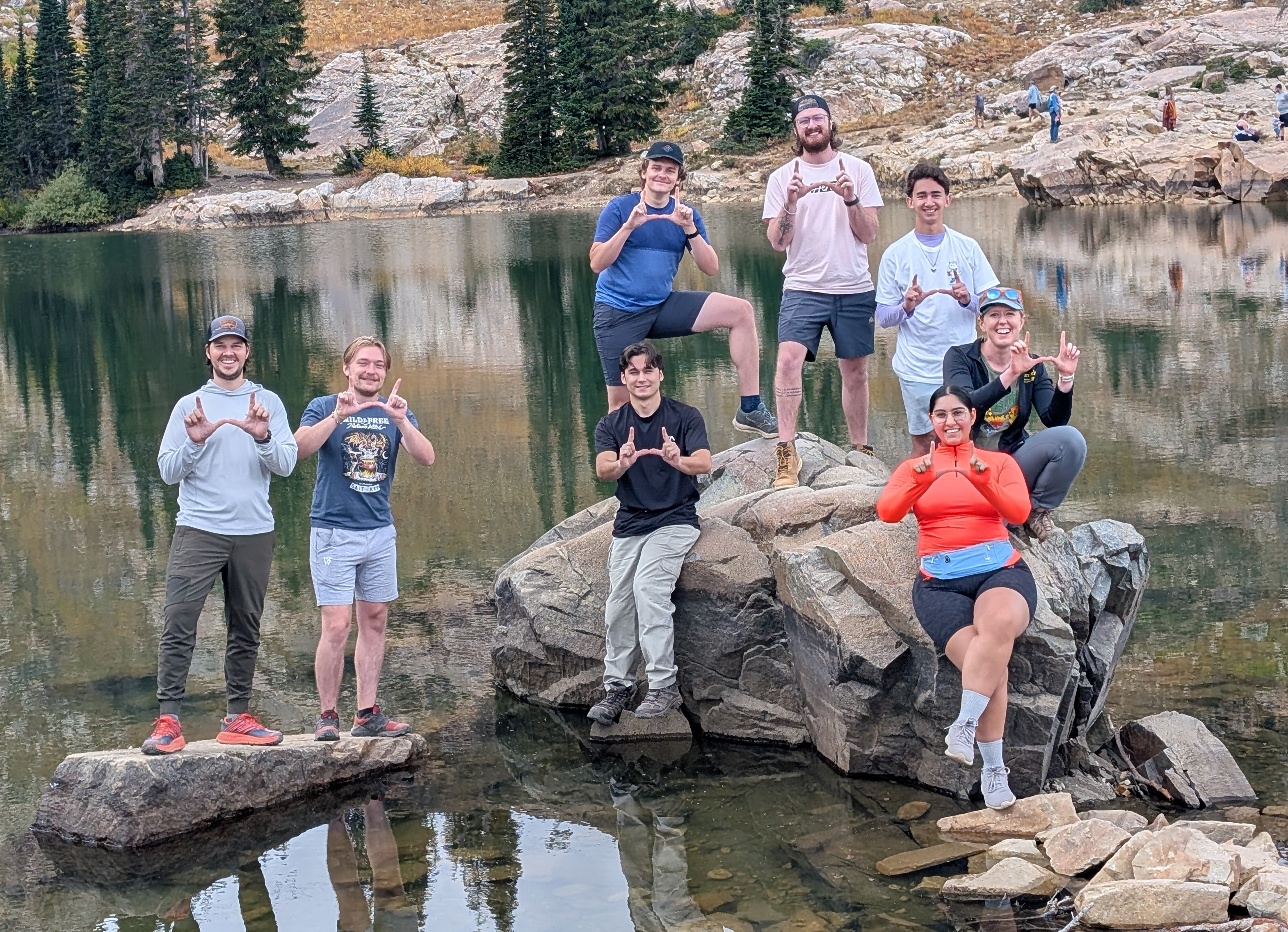 HRELab members pose together at Cecret Lake.