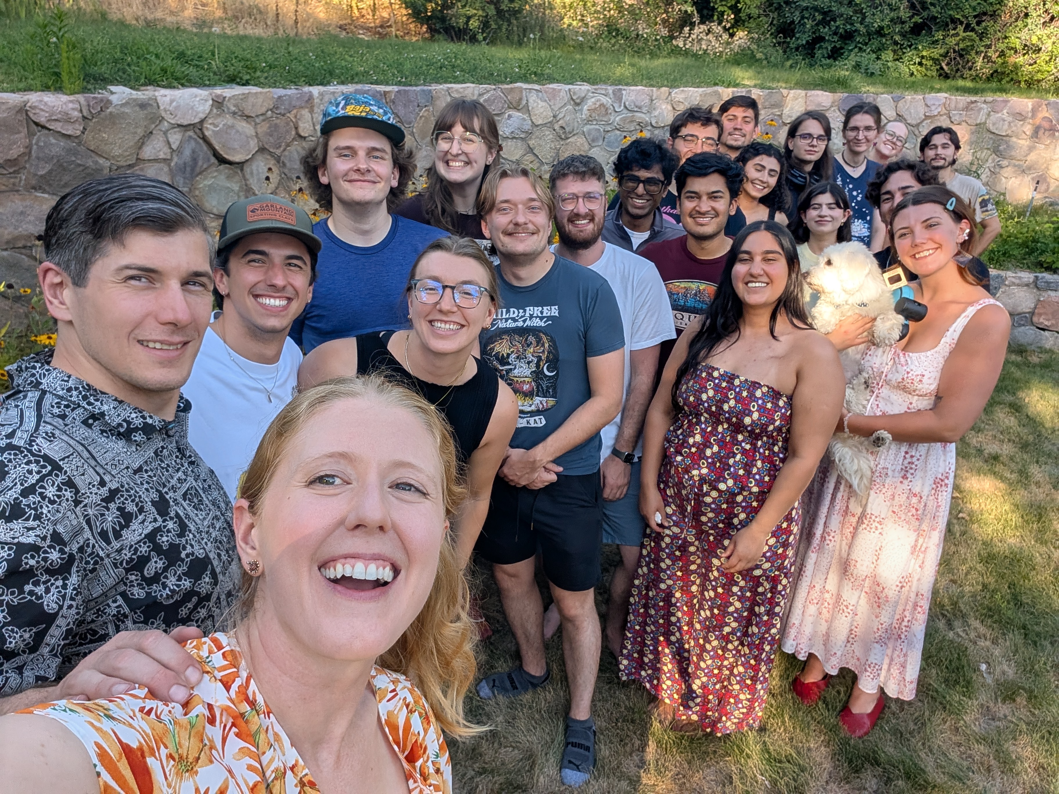 HRELab members pose for a potluck selfie.